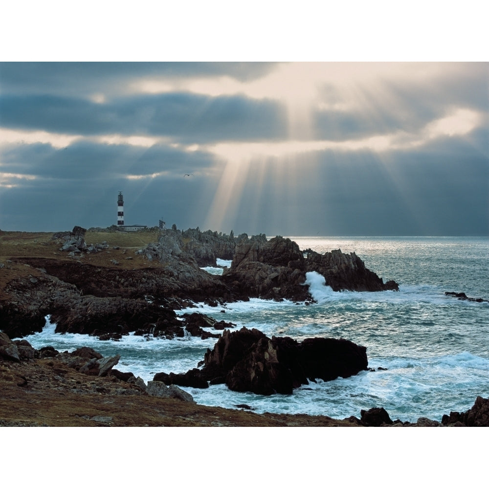 Lighthouse on an island Creach Lighthouse Ushant Island Finistere Brittany France Print by Panoramic Images Image 2