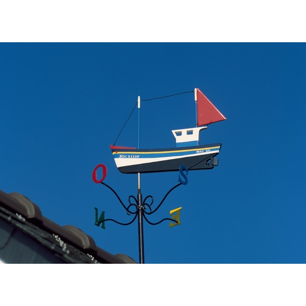 Low angle view of weather vane Creach Lighthouse Ushant Island Finistere Brittany France Print by Panoramic Images Image 2