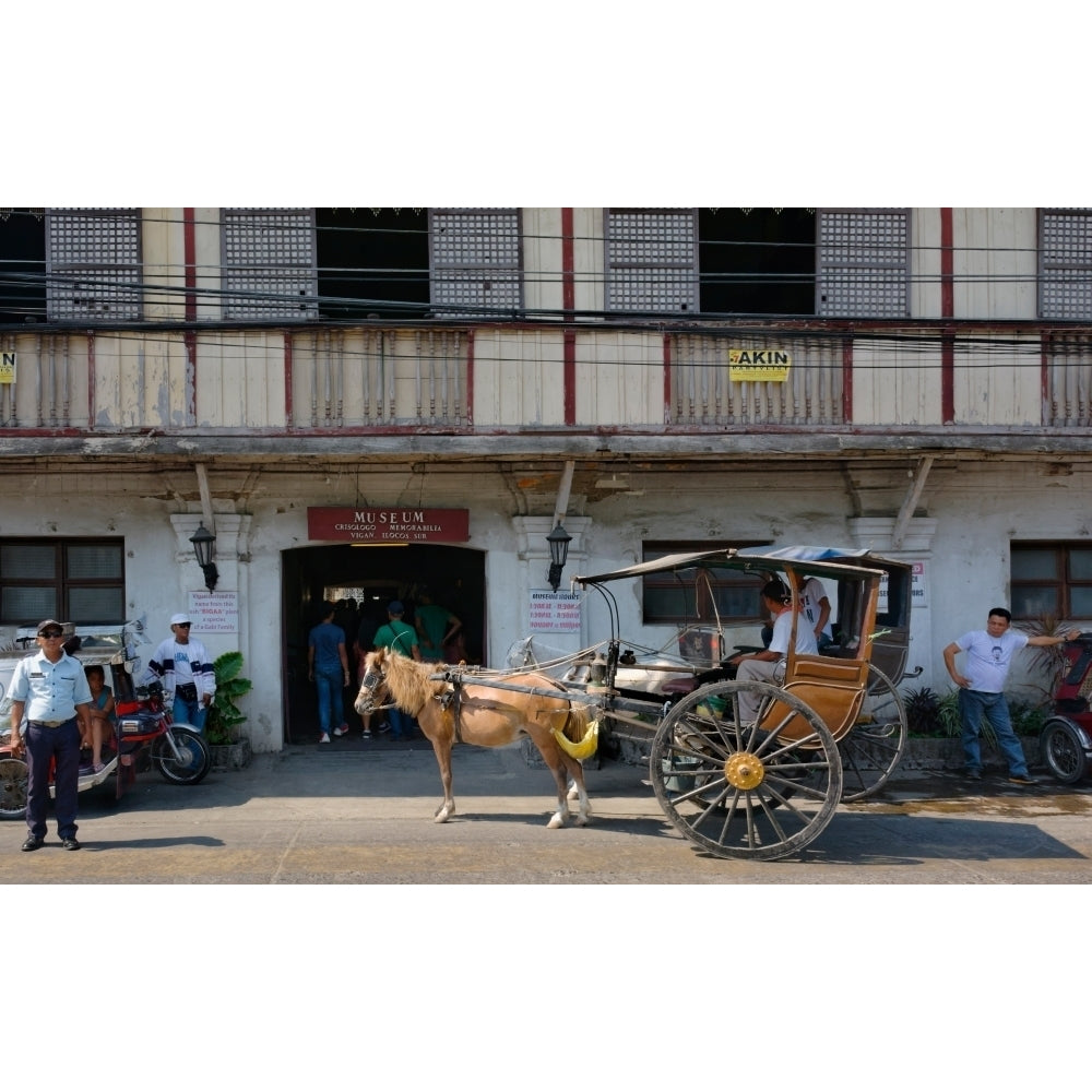 Horsedrawn and people outside a museum Crisologo Museum Vigan Ilocos Sur Philippines Print by Panoramic Images Image 2