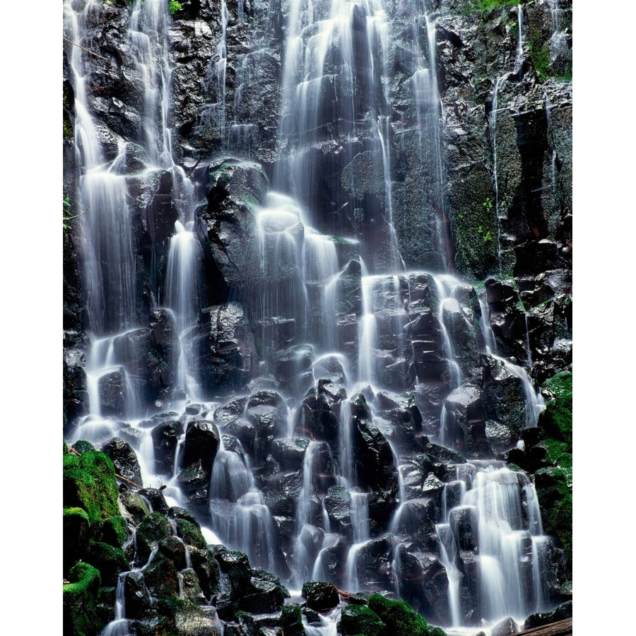 Scenic view of waterfall Ramona Falls Mt Hood Wilderness Mt Hood National Forest Oregon USA Print by Panoramic Image 1