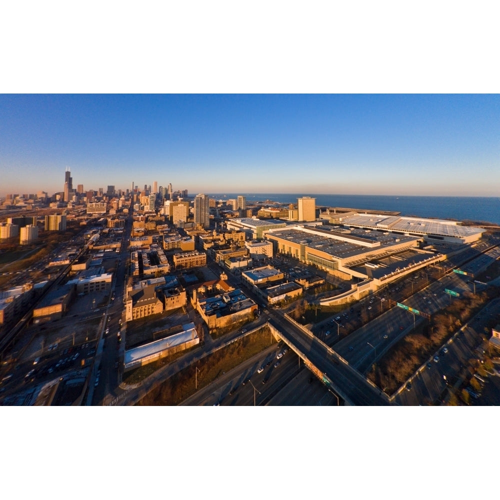 Elevated view of McCormick Place Lake Michigan Chicago Cook County Illinois USA Print by Panoramic Images Image 2