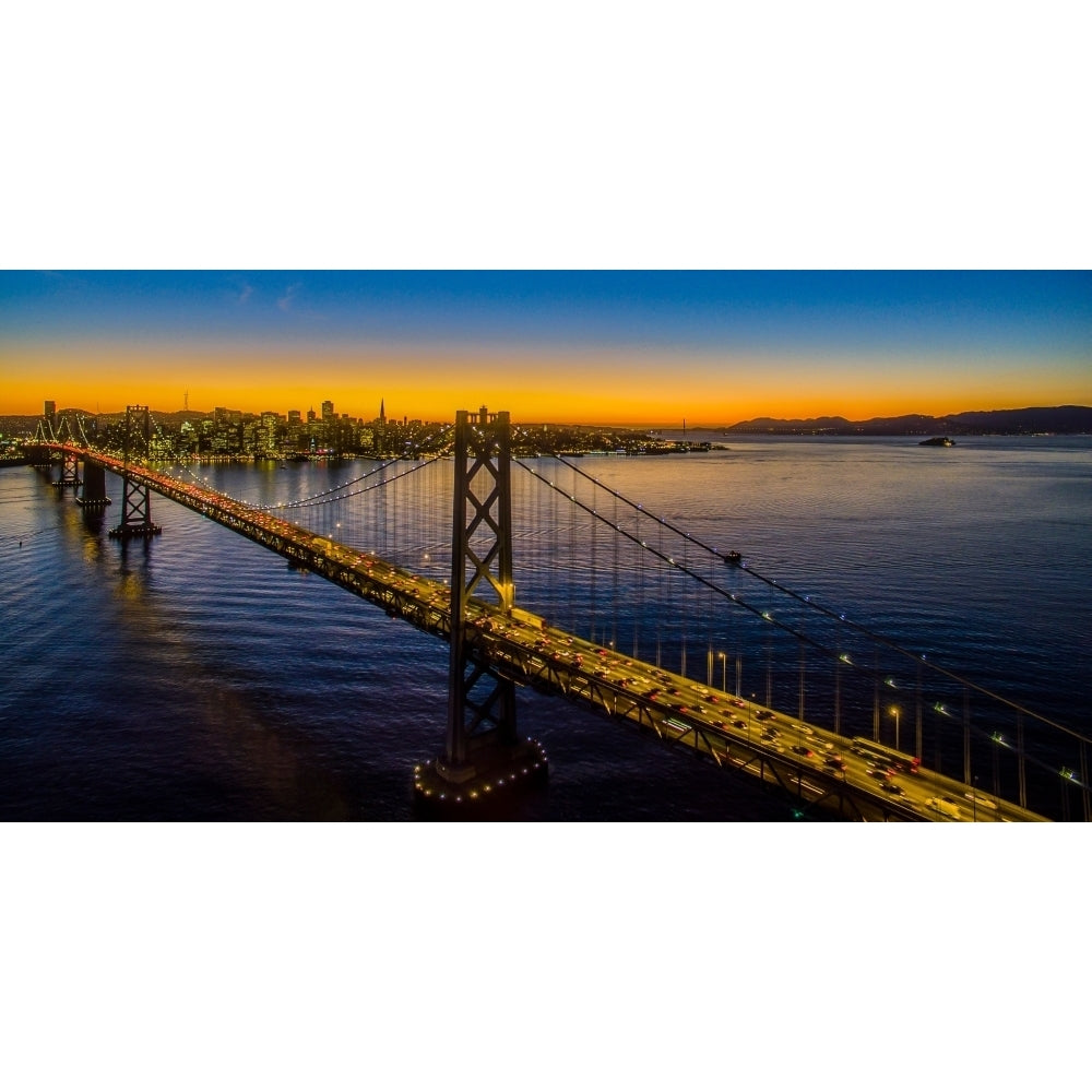 Bay Bridge at dusk San Francisco California USA Poster Print by Panoramic Images Image 1