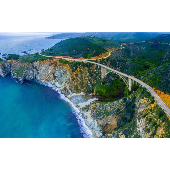 Aerial view of Bixby Creek Bridge at Pacific Coast Big Sur California USA Poster Print by Panoramic Images Image 1