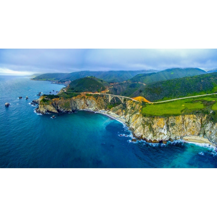 Aerial view of Bixby Creek Bridge at Pacific Coast Big Sur California USA Poster Print by Panoramic Images Image 2