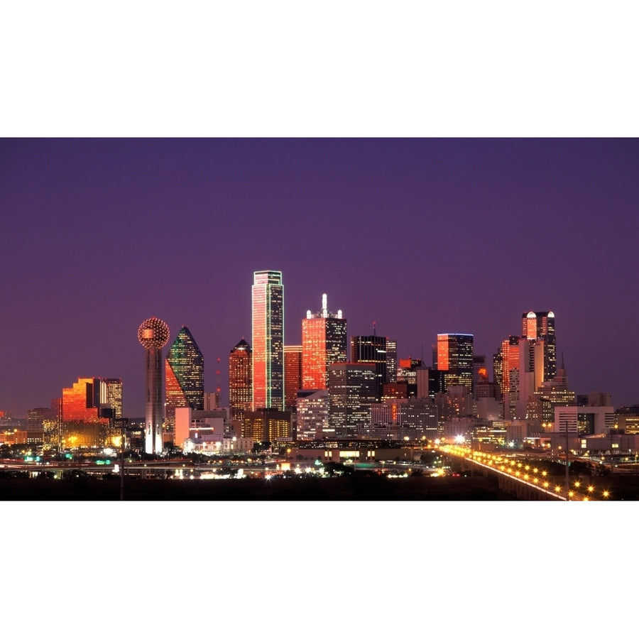 Skyline illuminated at night Dallas Texas USA Poster Print by Panoramic Images Image 1