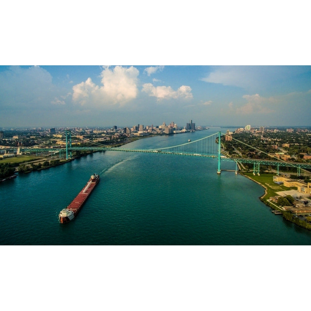 Elevated view of Ambassador Bridge Detroit Wayne County Michigan USA Poster Print by Panoramic Images Image 2