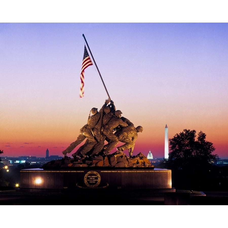 Iwo Jima Memorial at dawn Washington Monument Washington DC USA Poster Print by Panoramic Images Image 1