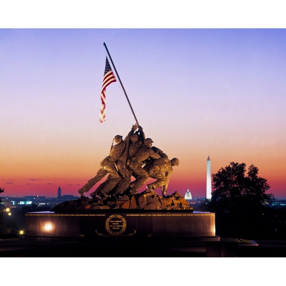 Iwo Jima Memorial at dawn Washington Monument Washington DC USA Poster Print by Panoramic Images Image 2