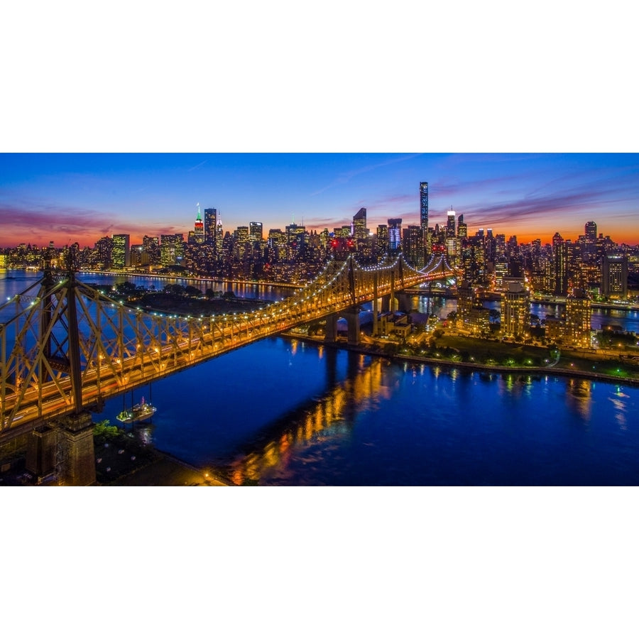 Queensboro Bridge at dusk Midtown Manhattan York City York State USA Print by Panoramic Images Image 1