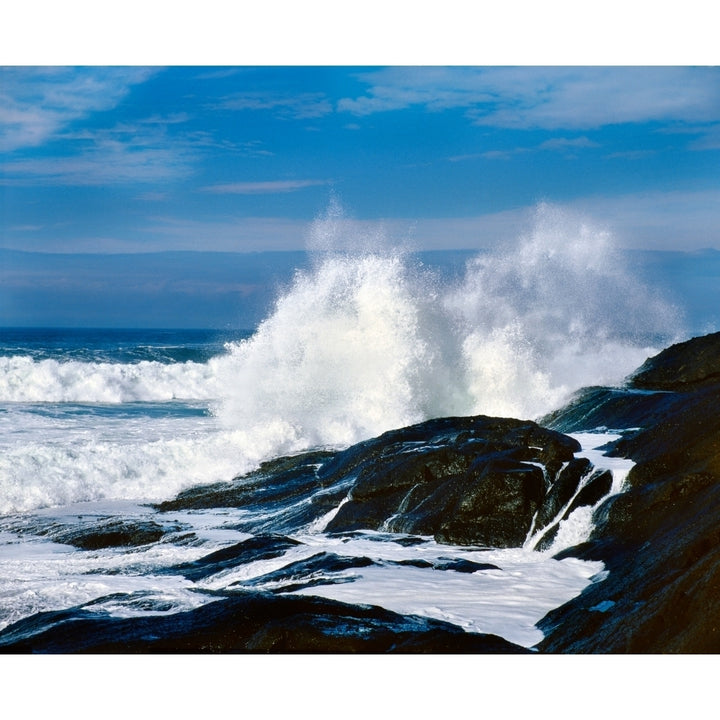 Waves crashing against rocks at Pirate Cove Oregon Coast Lincoln County Oregon USA Print by Panoramic Images Image 1