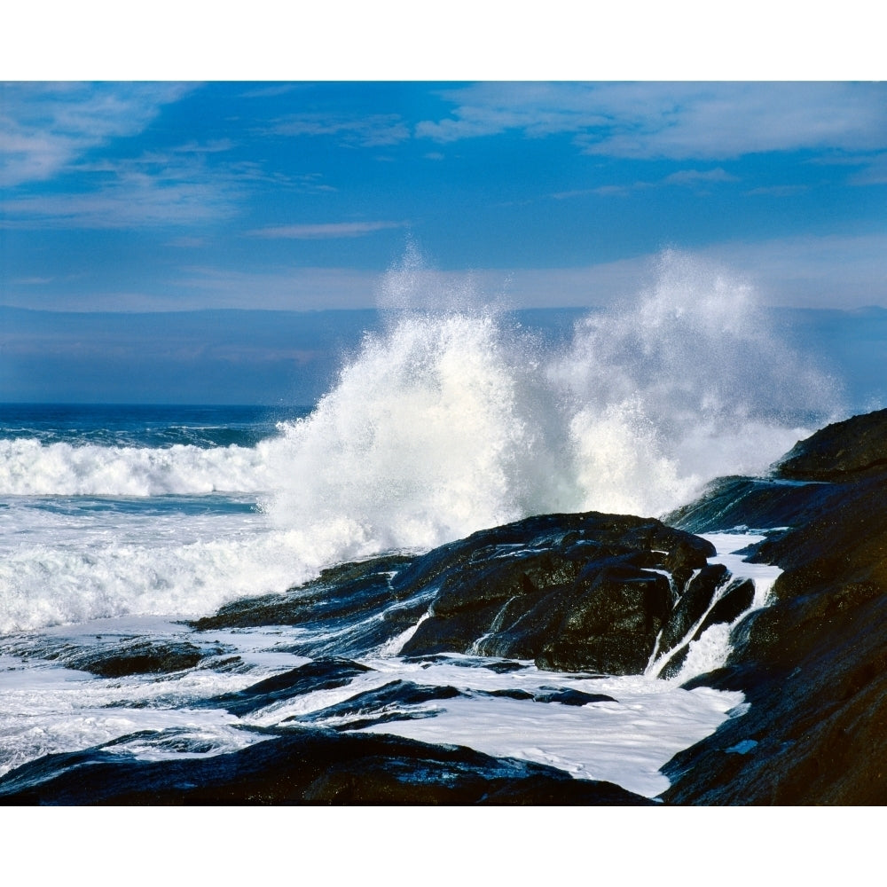 Waves crashing against rocks at Pirate Cove Oregon Coast Lincoln County Oregon USA Print by Panoramic Images Image 2