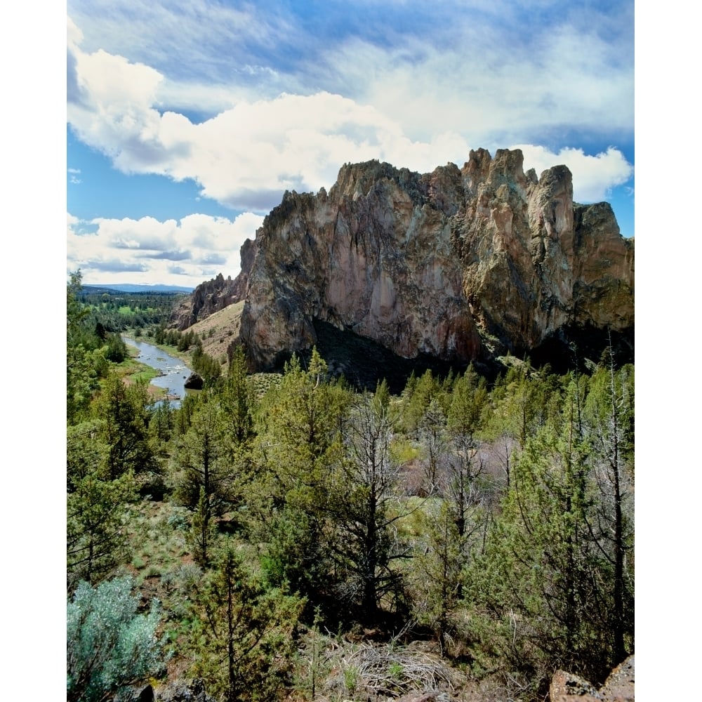 Scenic view of Smith Rock Crooked River Smith Rock State Park Deschutes County Oregon USA Print by Panoramic Images Image 1