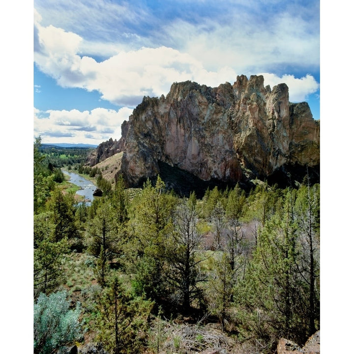 Scenic view of Smith Rock Crooked River Smith Rock State Park Deschutes County Oregon USA Print by Panoramic Images Image 1