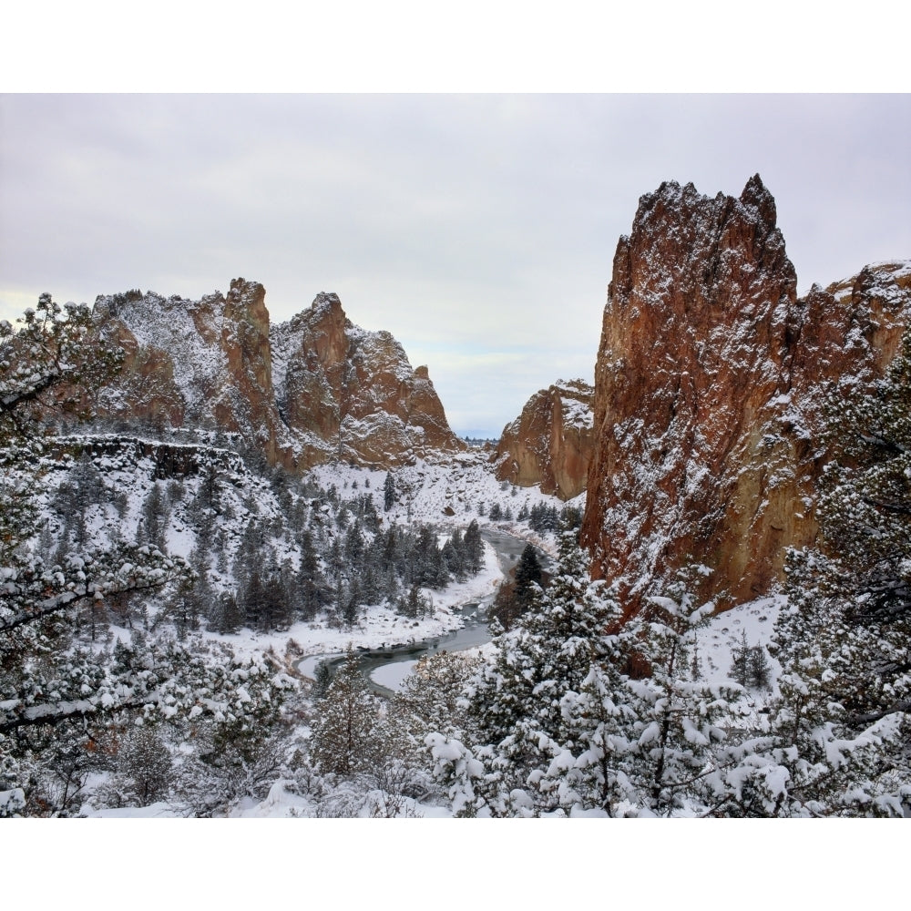 Winter snow at Smith Rock State Park Crooked River Terrebonne Deschutes County Oregon USA Print by Panoramic Images Image 2