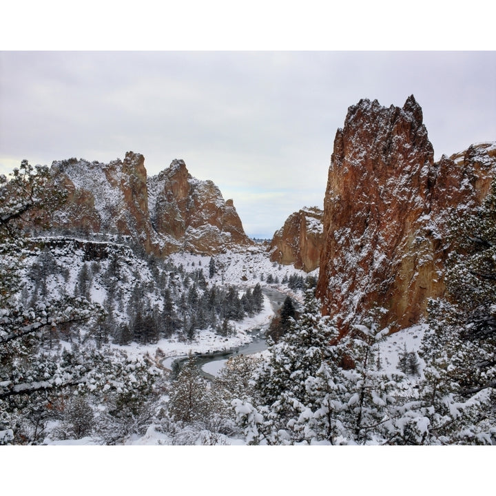 Winter snow at Smith Rock State Park Crooked River Terrebonne Deschutes County Oregon USA Print by Panoramic Images Image 2