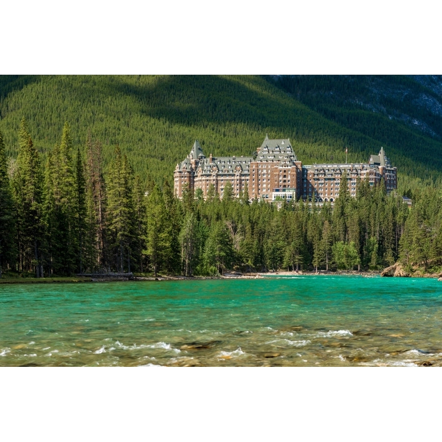 Banff Springs Hotel by Bow River in Banff National Park Alberta Canada Poster Print by Panoramic Images Image 1