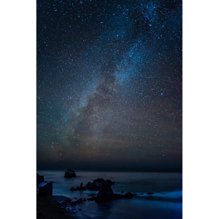 Scenic view of beach against star field at night Sand Dollar Beach Plaskett Creek Big Sur California USA Print by Image 2