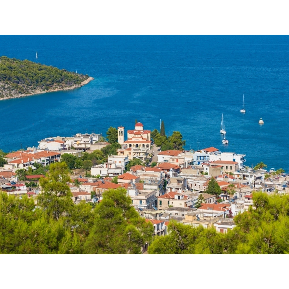 Palaia Epidavros also known as Archaia Epidaurus Argolis Peloponnese Greece. Overall view of town from road above. Image 2