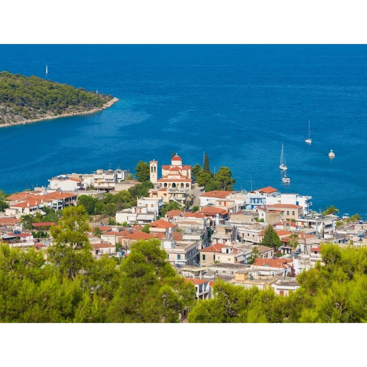 Palaia Epidavros also known as Archaia Epidaurus Argolis Peloponnese Greece. Overall view of town from road above. Image 1