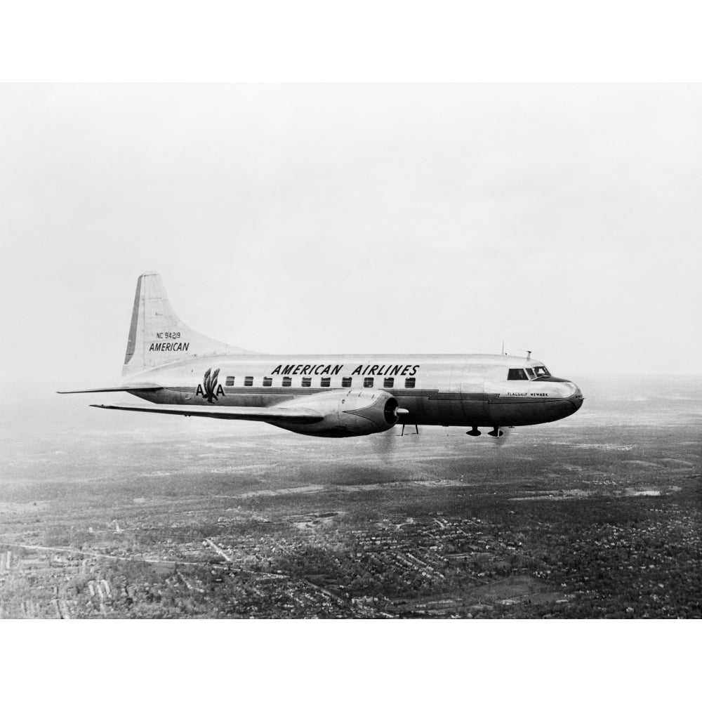 1940s-1950s American Airlines Convair Flagship Propeller Aircraft In Flight Poster Print By Vintage Collection Image 1