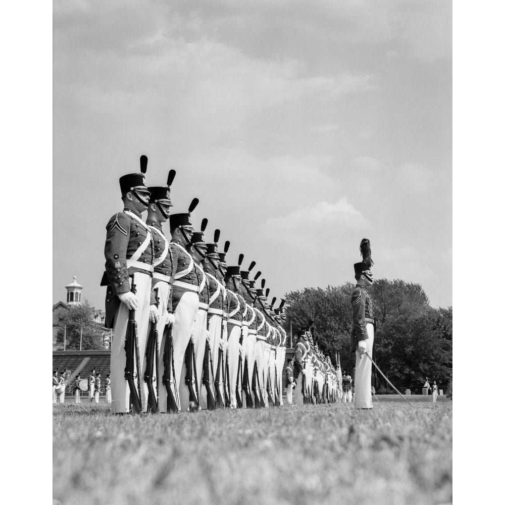 1940s A Row Of Uniformed Military College Cadets At Dress Parade Chester Pennsylvania Print By Vintage Collection Image 1