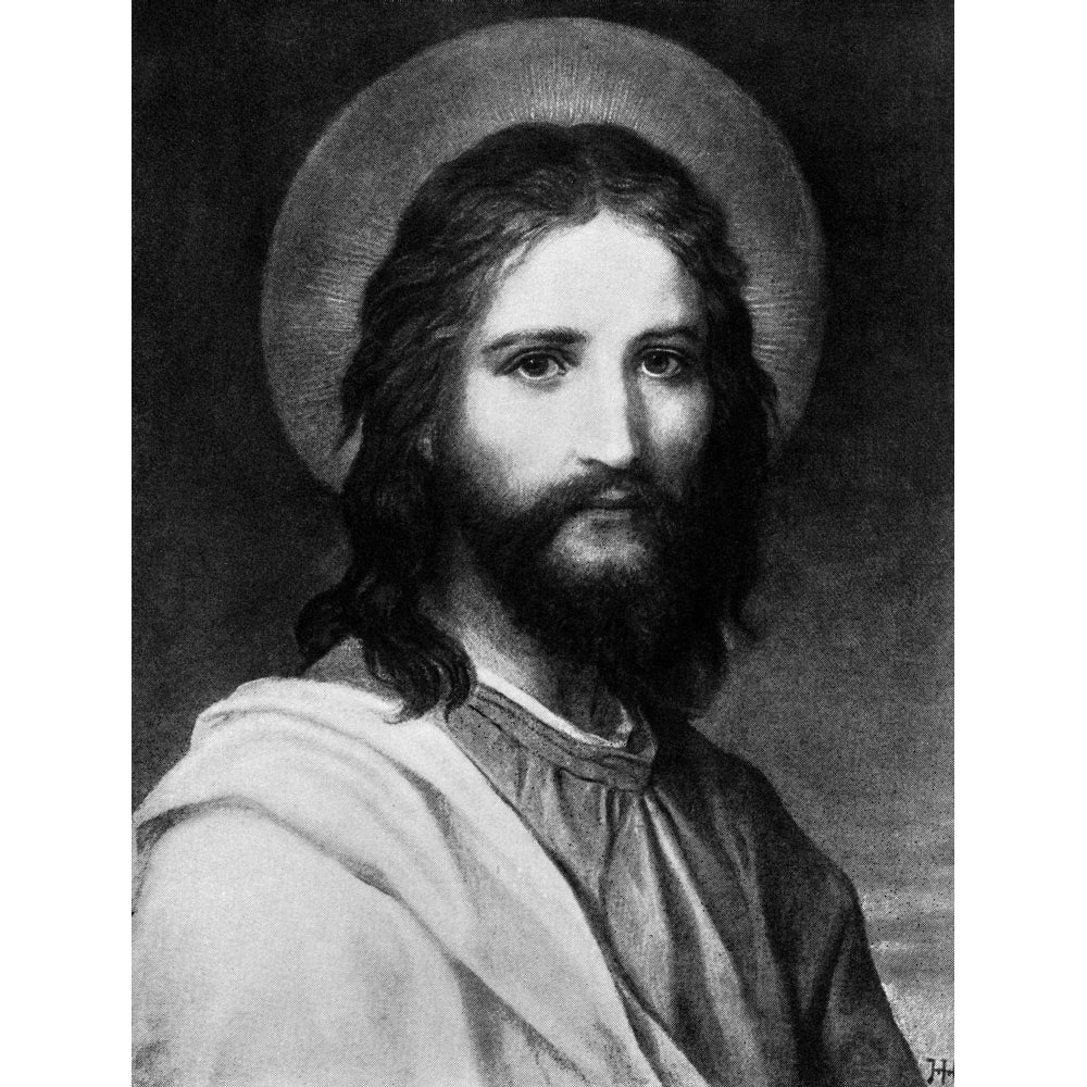 Painting Titled The Christ Portrait Of Jesus Christ With Halo Poster Print By Vintage Collection Image 1