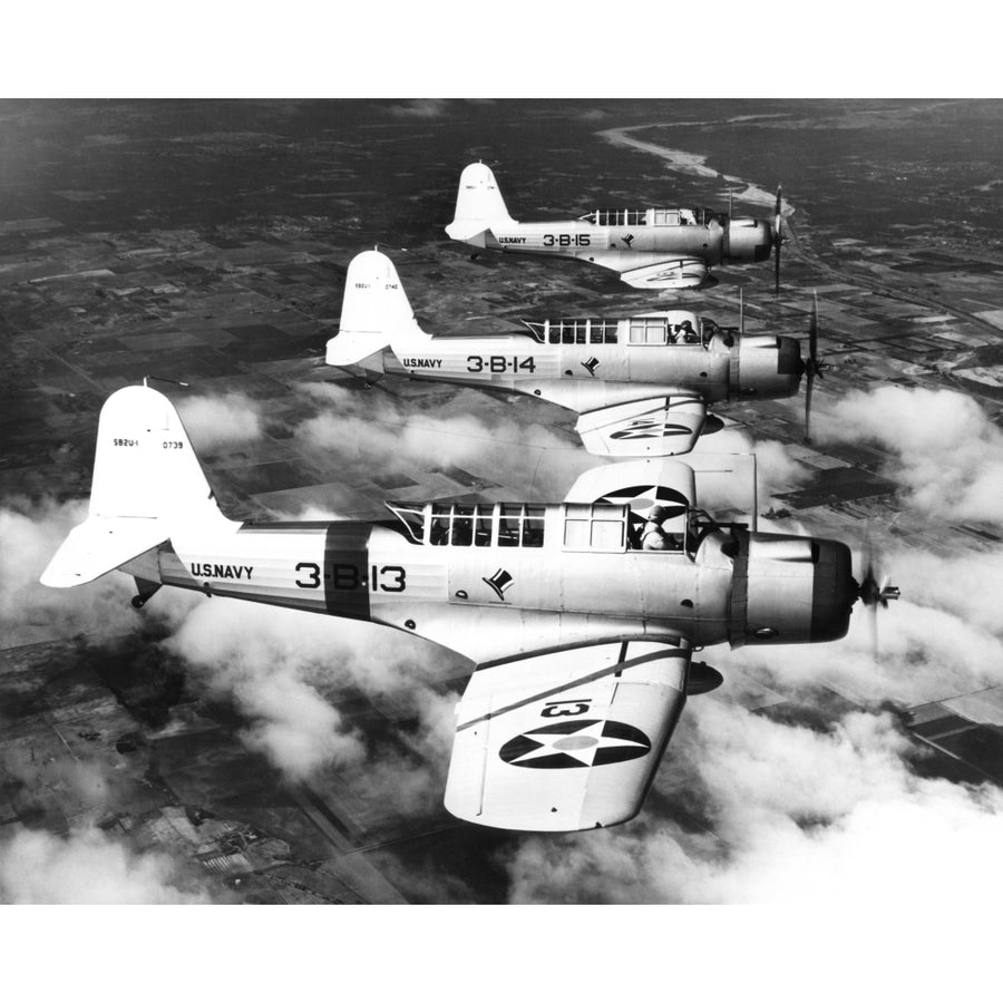 1940s Three World War Ii Us Navy Dive Bombers Flying In Formation Poster Print By Vintage Collection Image 1