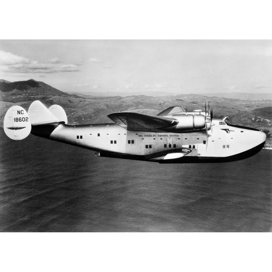 1930s-1940s Pan American Clipper Flying Boat Airplane In Flight Poster Print By Vintage Collection Image 1