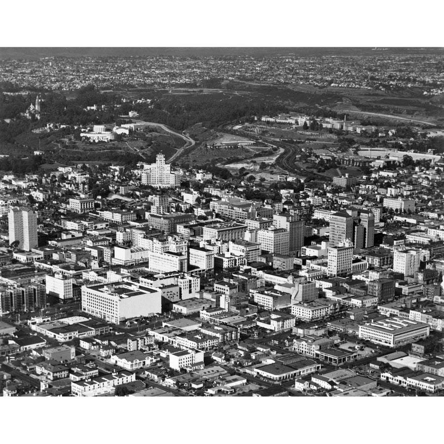 1950s Aerial View Showing El Cortez Hotel And Balboa Park Downtown San Diego California Usa Print By Vintage Collection Image 1