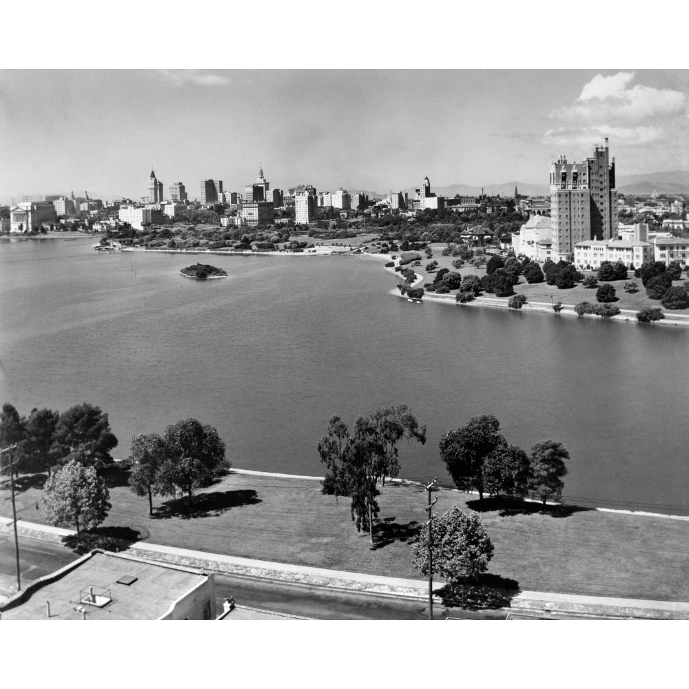 1950s With Lake Merritt In Foreground Skyline View Of Oakland California Usa Print By Vintage Collection Image 1