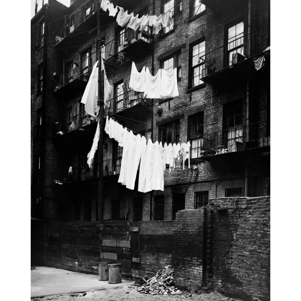 1930s Tenement Building With Laundry Hanging On Clotheslines I Poster Print By Vintage Collection Image 1