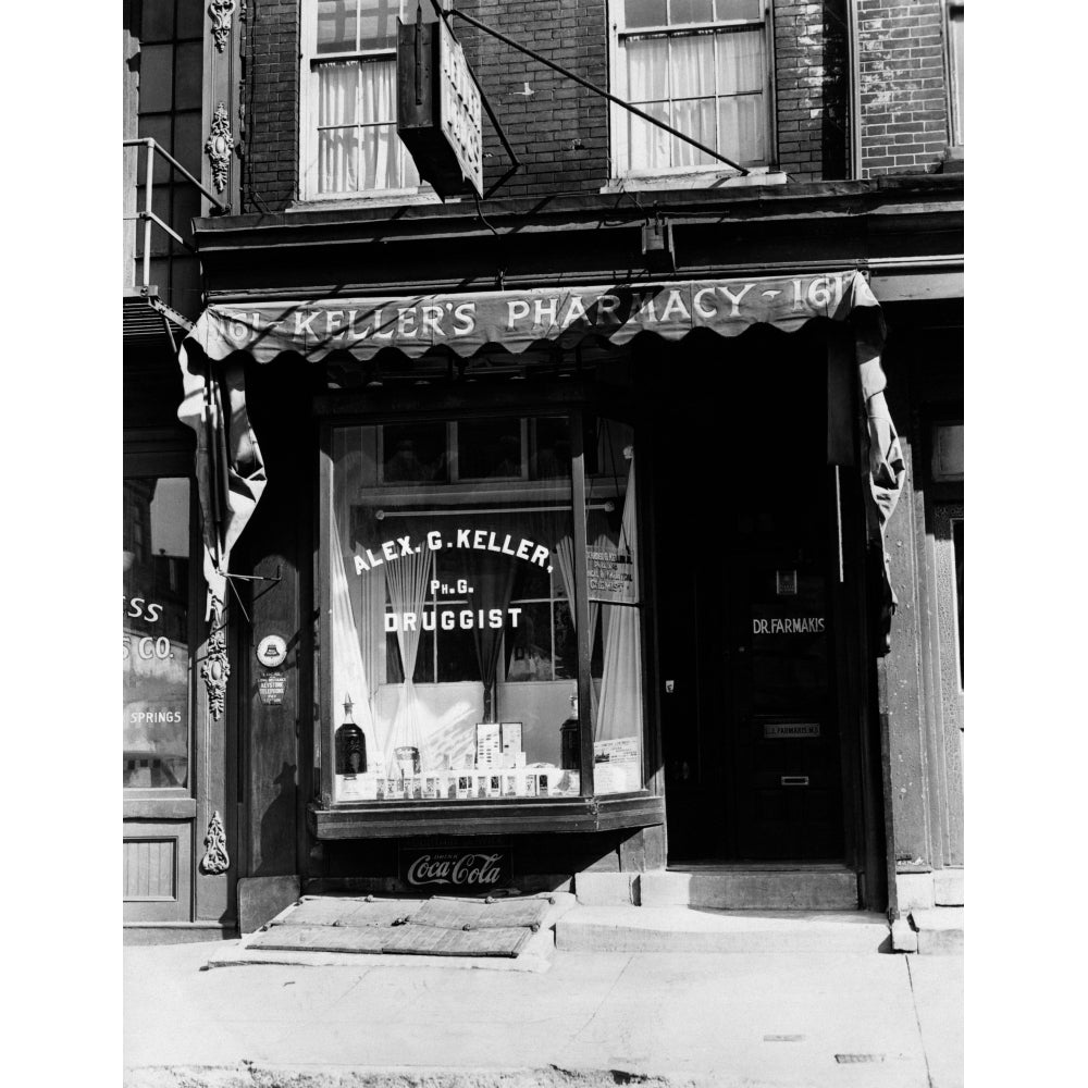 1930s Pharmacy Storefront Poster Print By Vintage Collection Image 1