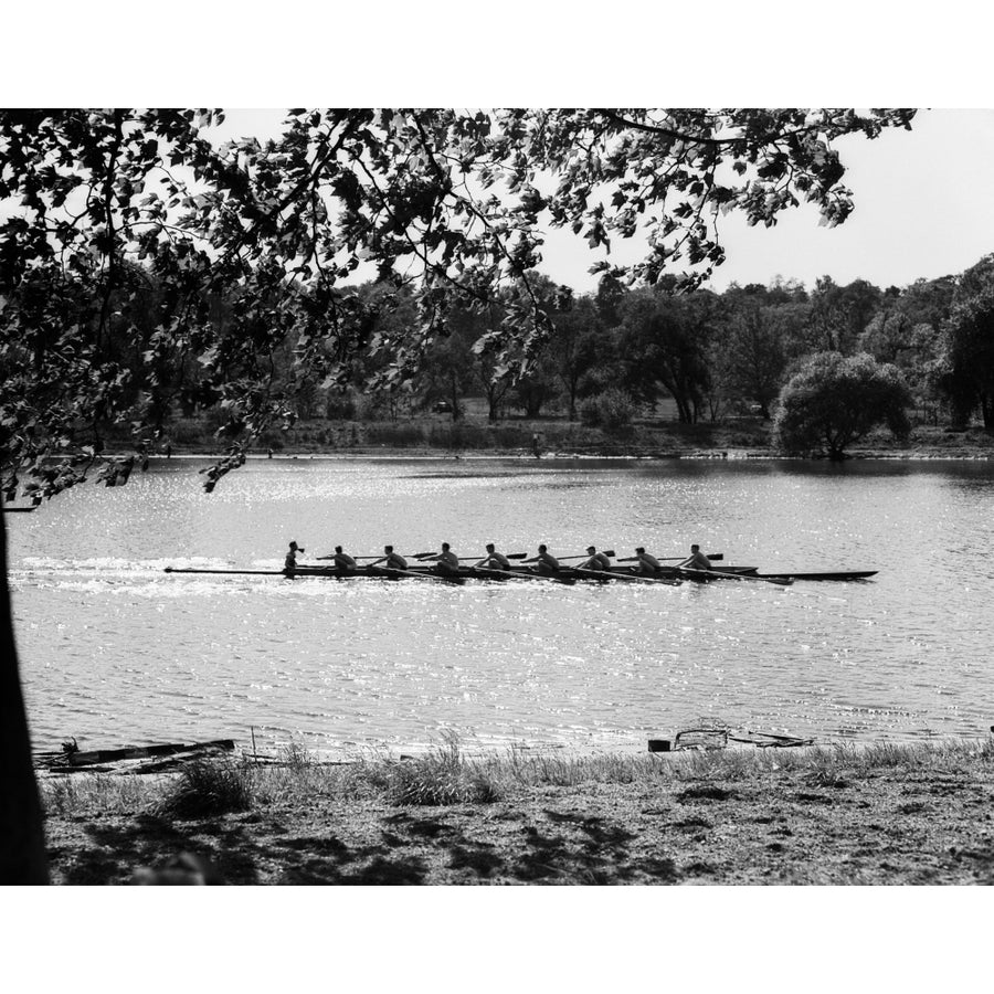 1930s Silhouette Sculling Boat Race On The Schuylkill River Between East And West River Drives Philadelphia Pa Usa Print Image 1