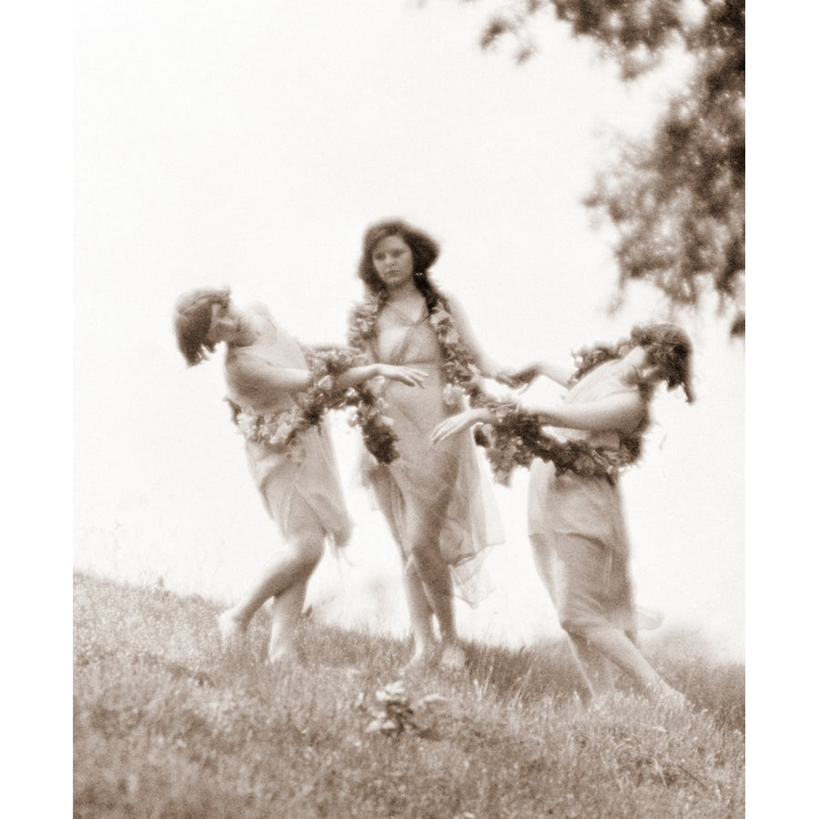 1900s-1920s Three Modern Dancers Outdoors Rite Of Spring In The Style Of Isadora Duncan Print By Vintage Collection Image 1