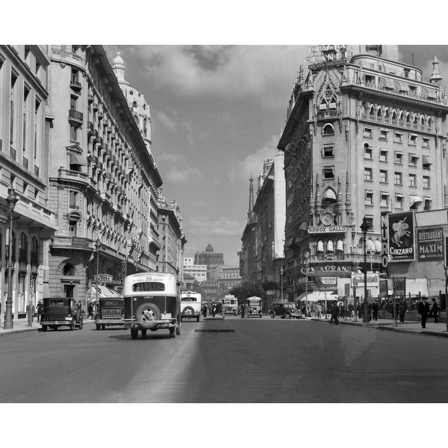 1930s-1940s The Diagonal Norte Or The Avenida Roque Saenz Pena Buenos Aires Argentina Print By Vintage Collection Image 1