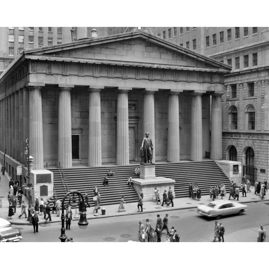 1950s-1958 Wall Street Federal Hall National Memorial York City Usa Poster Print By Vintage Collection Image 1