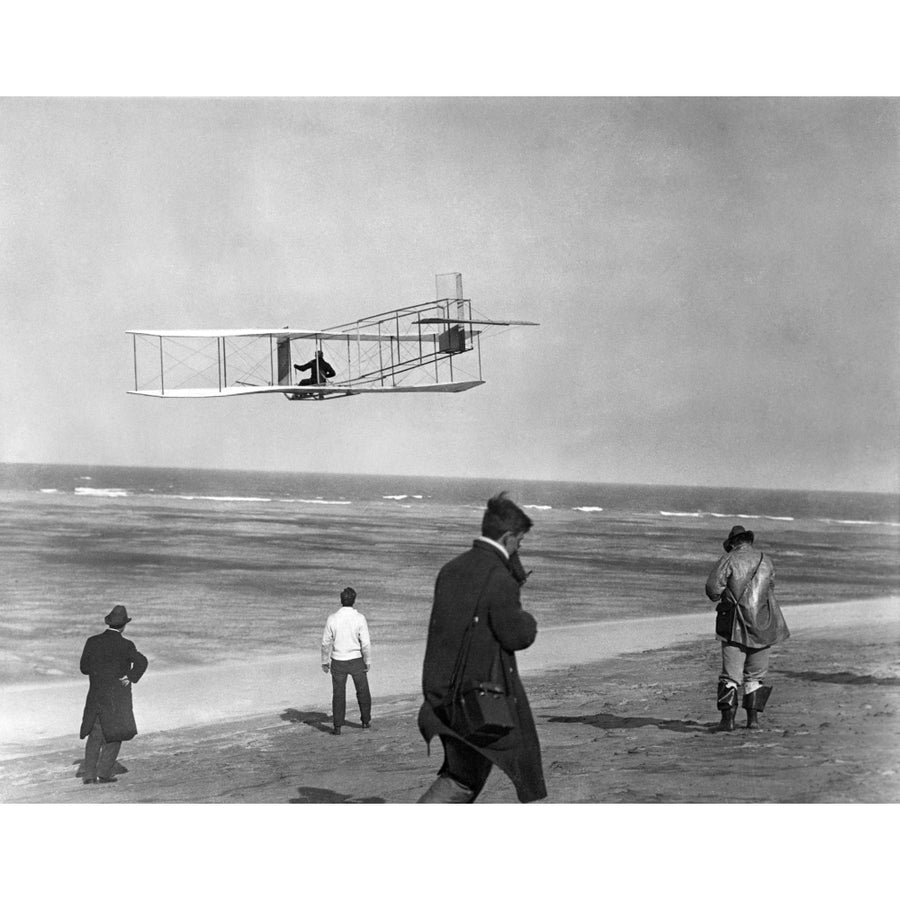 1911 One Of The Wright Brothers Flying A Glider And Spectators On Ocean Beach Kill Devil Hills Kitty Hawk North Carolina Image 1