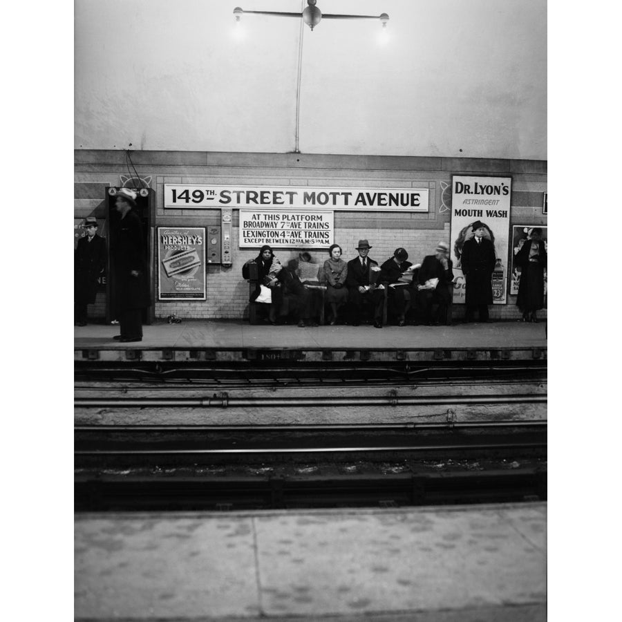 1930s Men And Women Waiting For Subway Train 149Th Street Mott Avenue Bronx York City Print By Vintage Collection Image 1