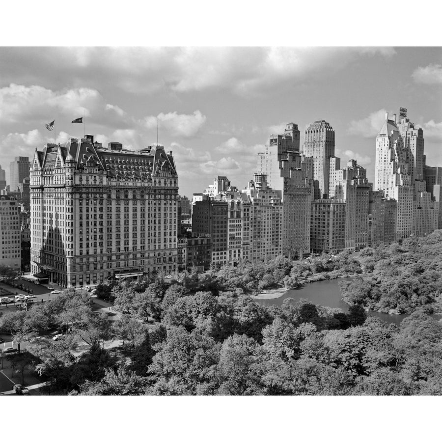 1950s Skyline Of York City Manhattan 57Th Street Along Central Park Plaza Hotel Print By Vintage Collection Image 1