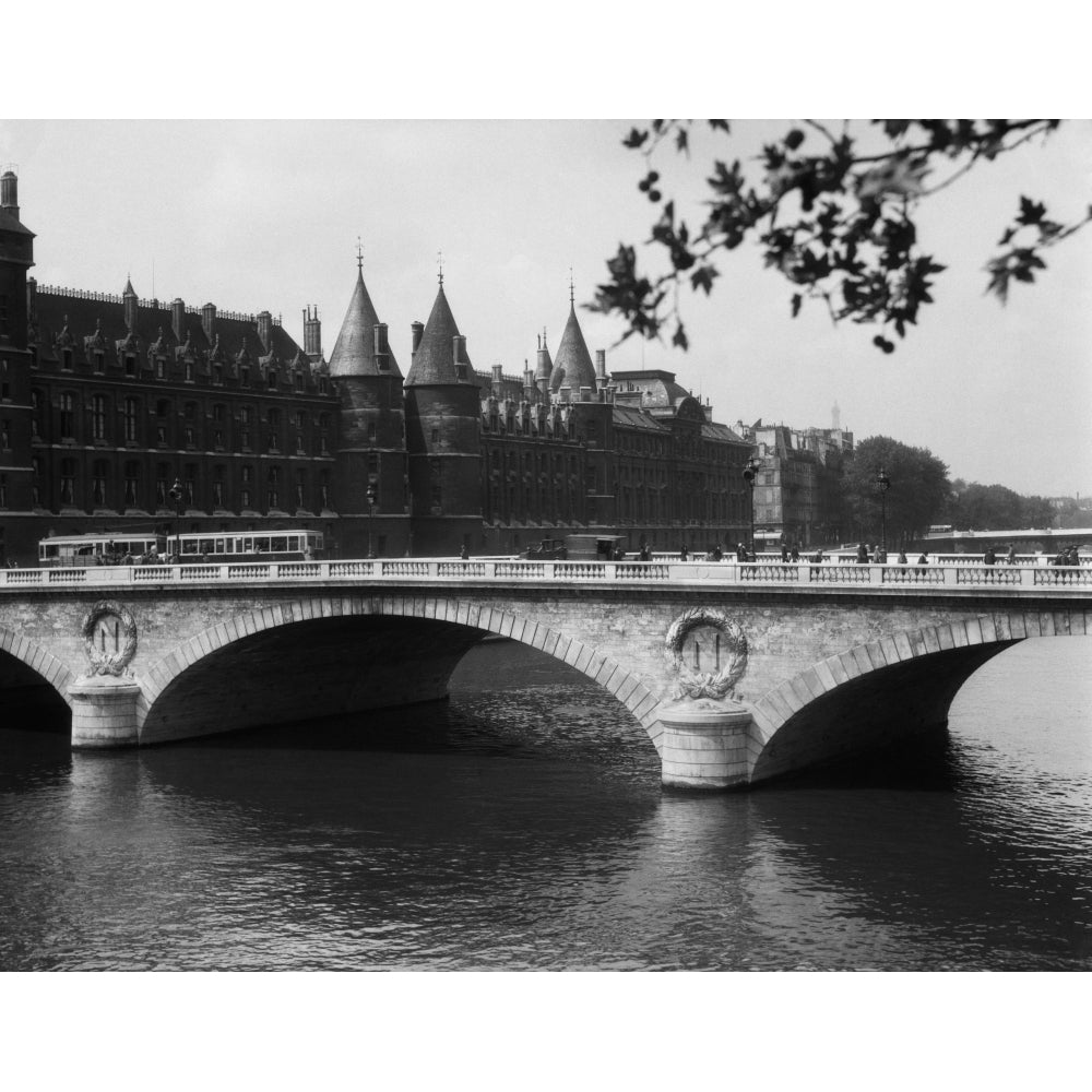 1930s Hotel De Ville And Bridge On River Seine Paris France Poster Print By Vintage Collection Image 1