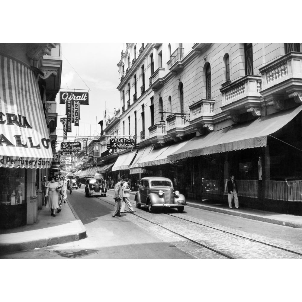 1930s-1940s Shopping Area San Rafael Avenue Havana Cuba Poster Print By Vintage Collection Image 1