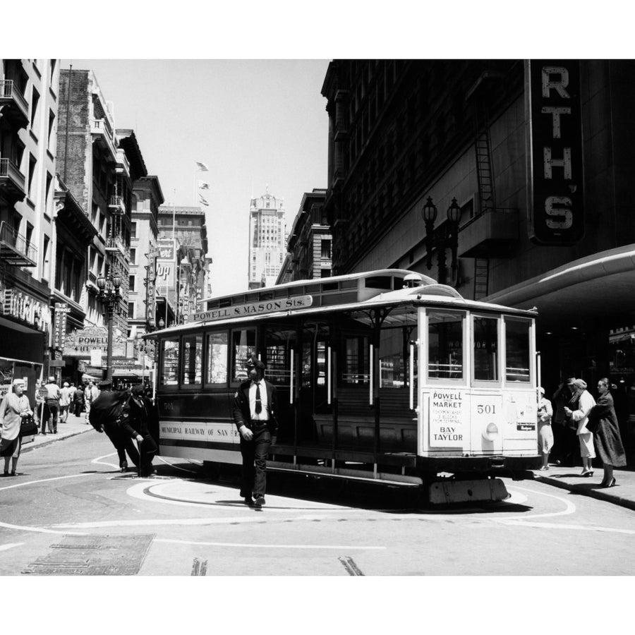 1950s Cable Car Turning Around At End Of Line San Francisco California Usa Poster Print By Vintage Collection Image 1