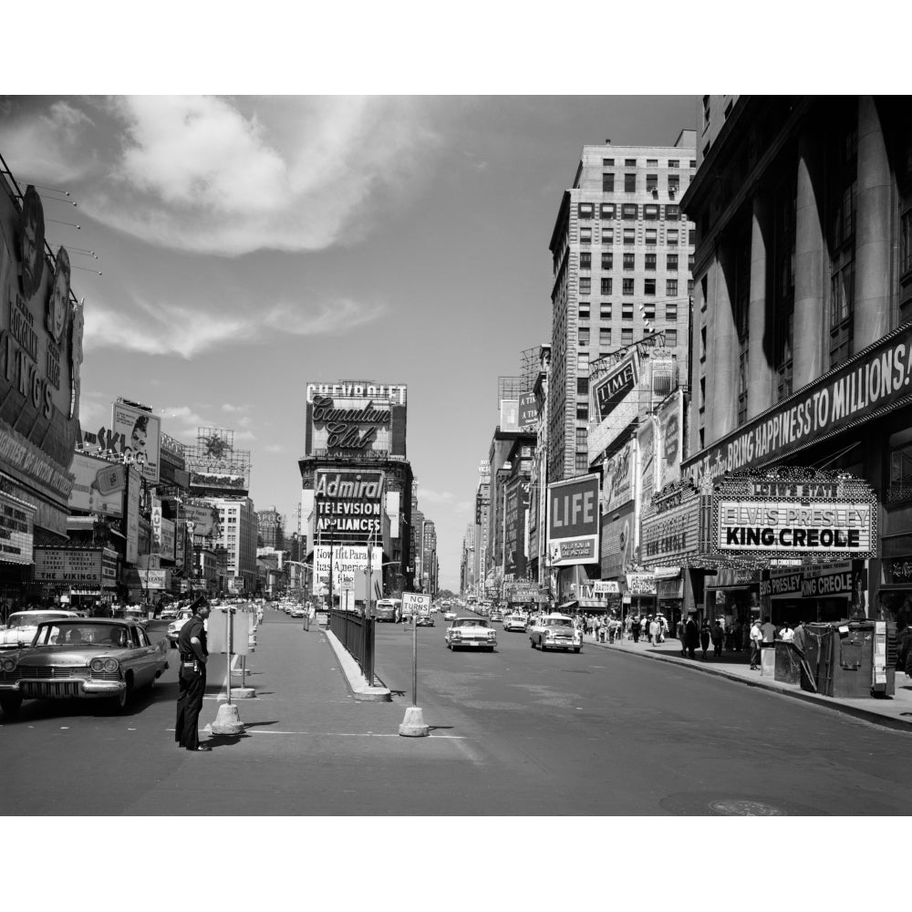 1950s Looking North Up Broadway From Times Square To Duffy Square King Creole On Movie Marquee Manhattan York City Image 1