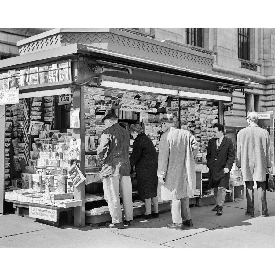 1960s People At Newsstand 42Nd Street York City Ny Usa Poster Print By Vintage Collection Image 1