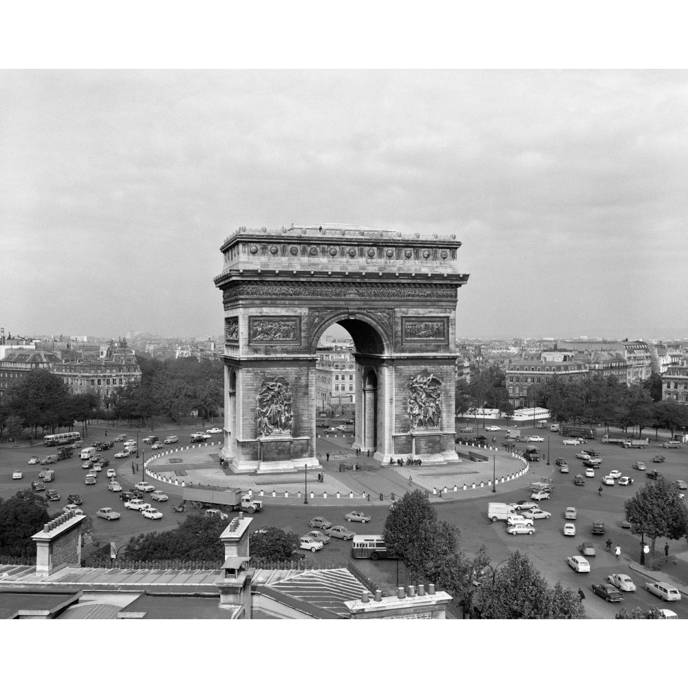 1960s Arc De Triomphe In Center Of Place De LEtoile Champs Elysees At Lower Right Paris France Print By Vintage Image 1