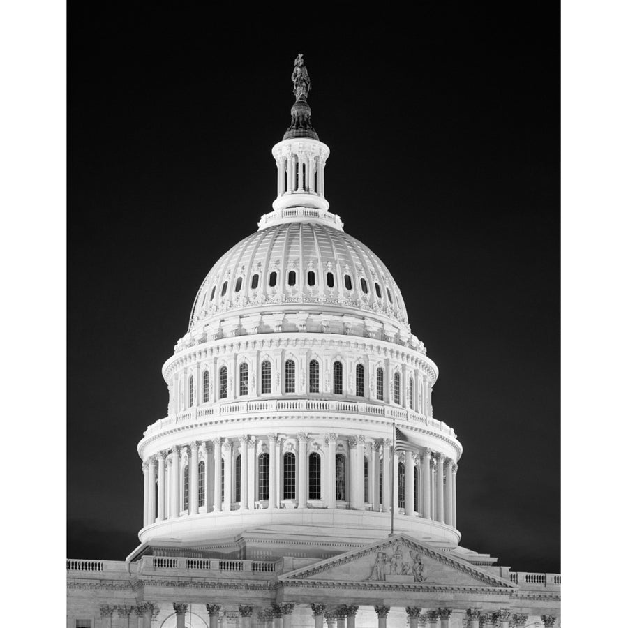 1950s-1960s Dome Of The Capitol Building At Night Washington Dc Usa Poster Print By Vintage Collection Image 1