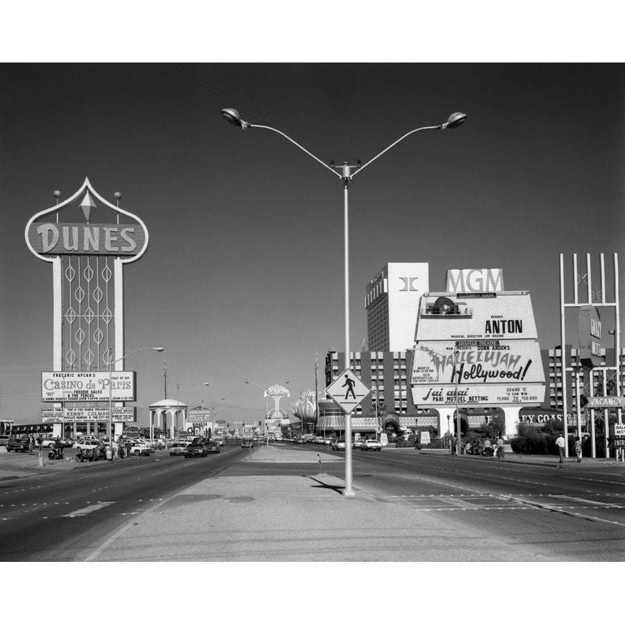 1980s Daytime The Strip With Signs For The Dunes Mgm Flamingo Las Vegas Nevada Usa Print By Vintage Collection Image 1