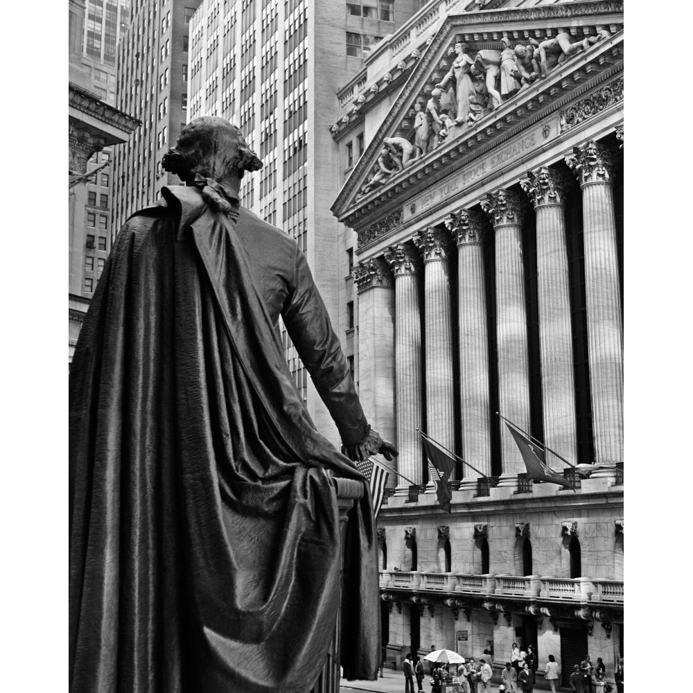 1970s York City Stock Exchange On Wall Street From Federal Hall Behind George Washington Statue Print By Vintage Image 1