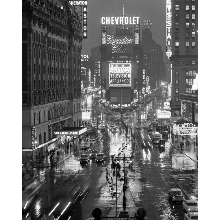 1950s Times Square York City Looking North To Duffy Square Manhattan Usa Print By Vintage Collection Image 1