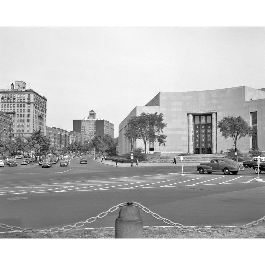 1950s Brooklyn Public Library Borough Nyc As Seen From The Grand Army Plaza Looking To Eastern Parkway Print By Vintage Image 1